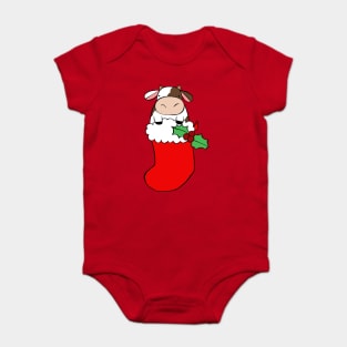 Christmas Stocking Cow Baby Bodysuit